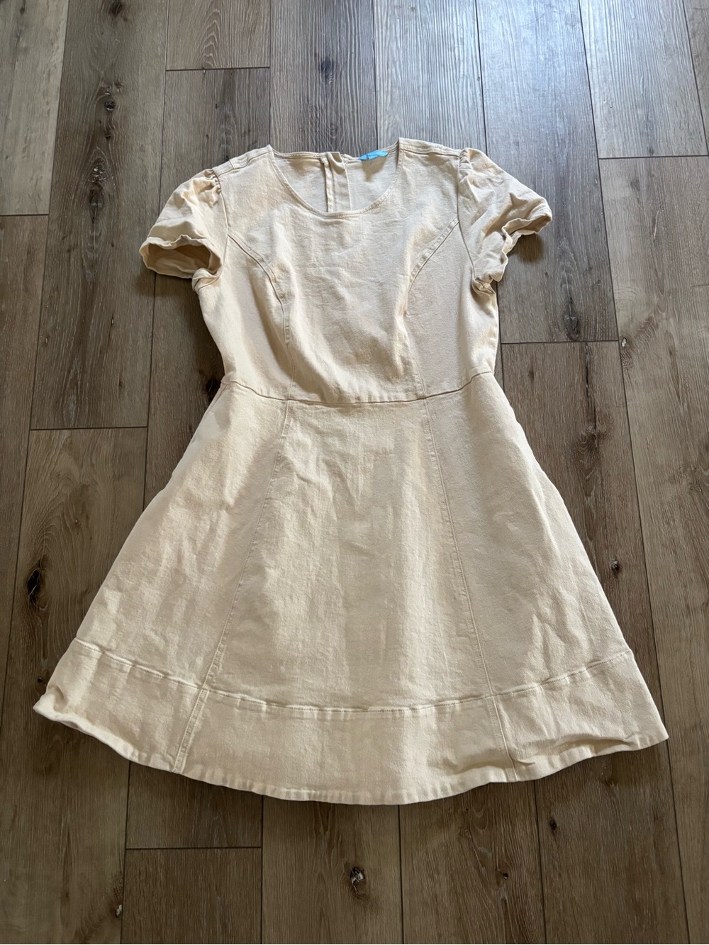 Draper James Short Sleeve Denim Circle Dress Natural Wash Cream